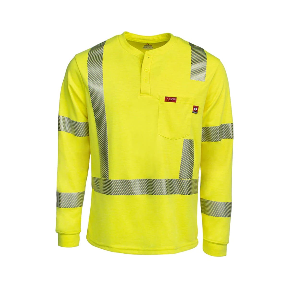 LAPCO Class 3 7oz FR Hi-Vis Henley Shirt in Hi-Vis Yellow